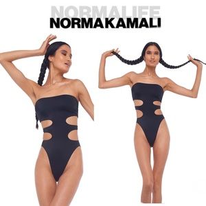 Norma Kamali Black Strapless Cutout Swimsuit